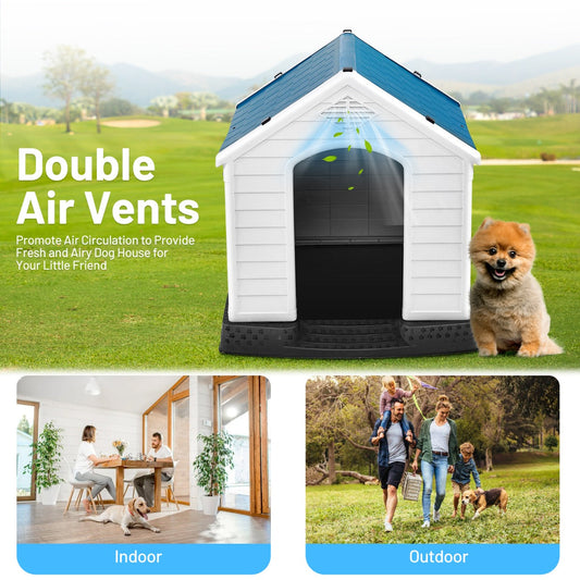 NNECW Dog House with Raised Floor and Fastening Device-77x85x83cm